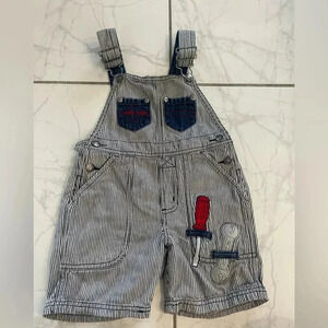 Vintage Striped Short Overall 3T